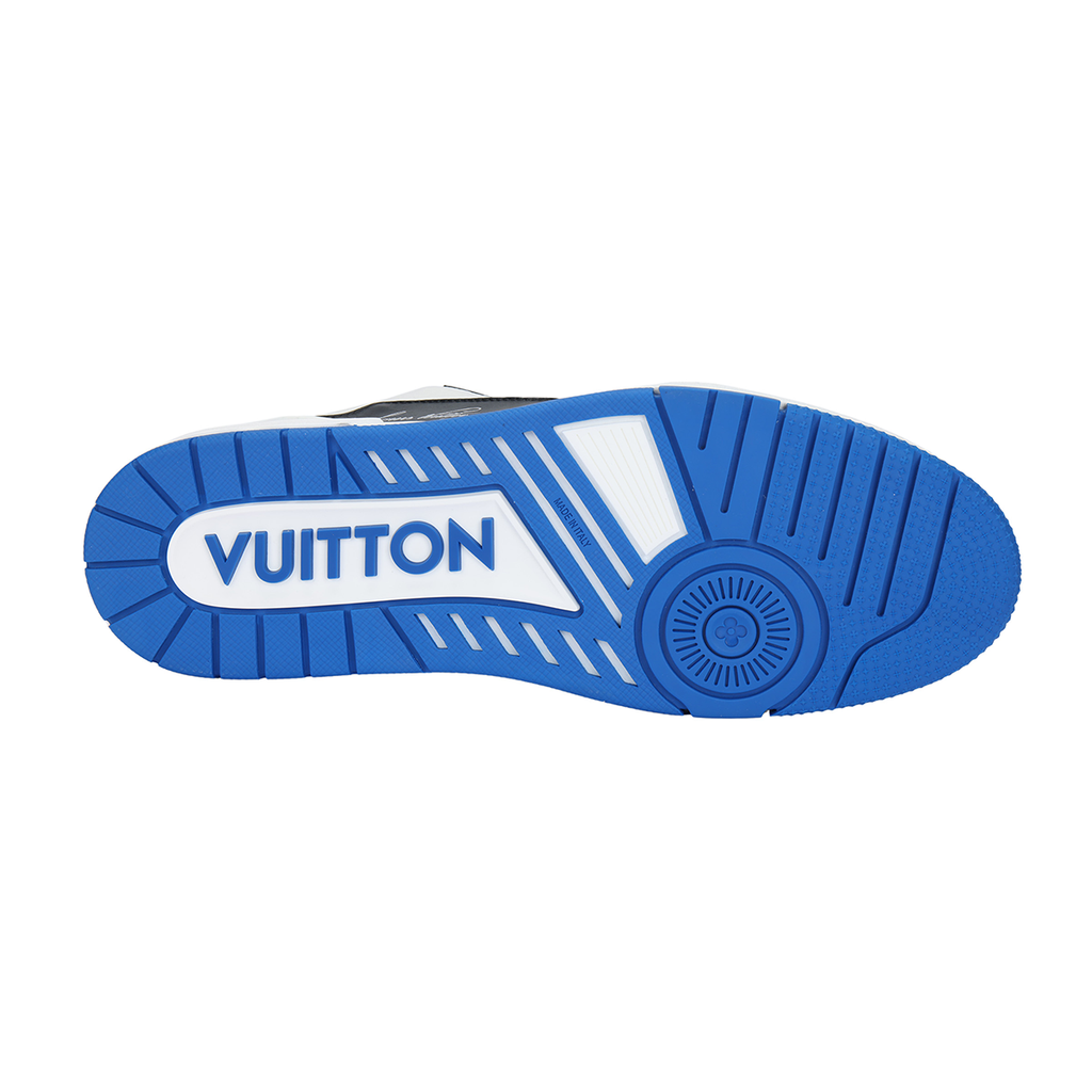 Louis Vuitton Trainer Men's Low-Top Leather Sneakers, White, Black & Blue