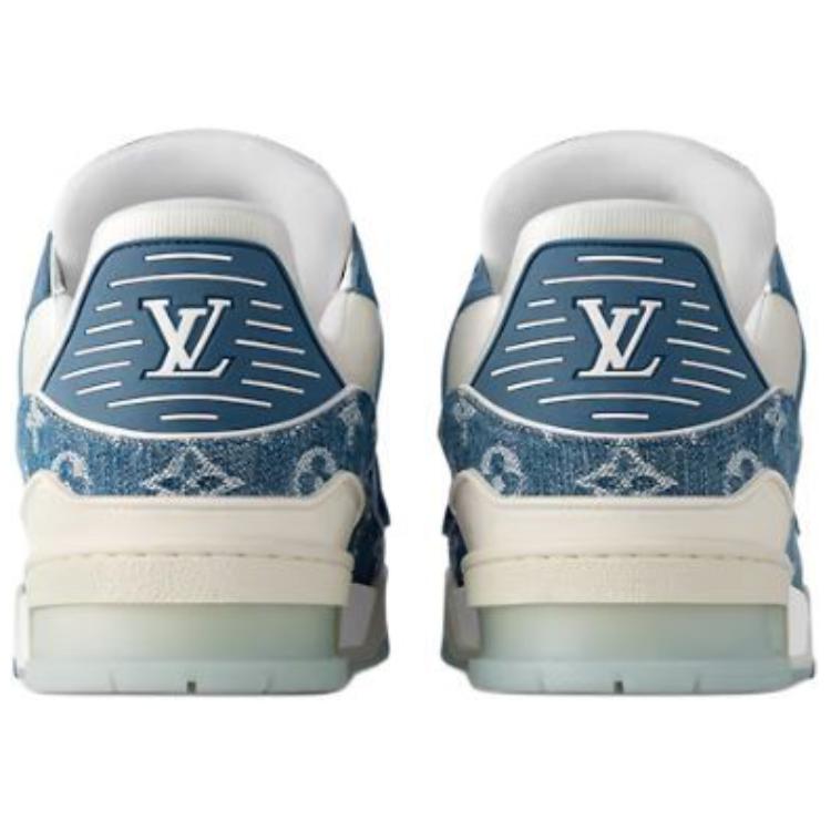 LOUIS VUITTON Trainer Unisex Blue & White Monogram Sneakers